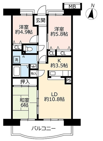 URアーバンラフレ小幡 ｜愛知県名古屋市守山区小幡太田1丁目(賃貸マンション3LDK・3階・74.10㎡)の写真 その2