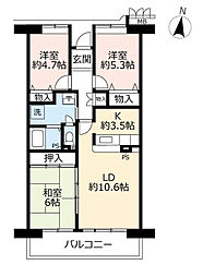 URアーバンラフレ小幡 8階3LDKの間取り