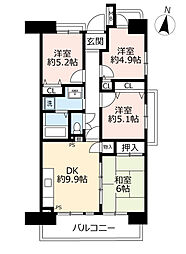 URアーバンラフレ小幡 6階4DKの間取り