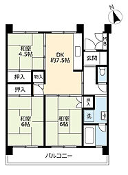 UR大幸東 5階3DKの間取り
