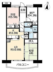 UR都市機構アーバンラフレ小幡7号棟 3LDKの間取図画像