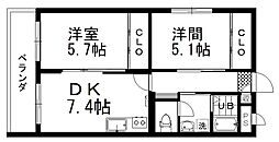 米町グリーンハイツ 2DKの間取図画像
