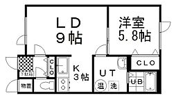 ハイツ宝七五三 1LDKの間取図画像