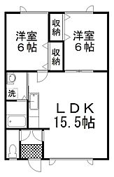 コーポライフ 2LDKの間取図画像