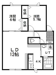 リトルバード2 2LDKの間取図画像