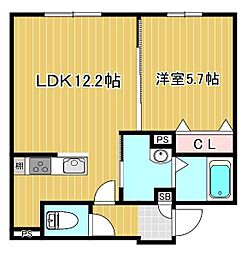 K.FLEVANCE 1LDKの間取図画像