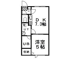 エステートインピース 1DKの間取図画像
