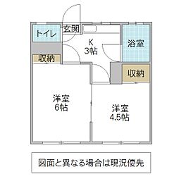 永井アパート 1階2Kの間取り