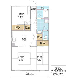沢田ハイツ 3Kの間取図画像
