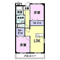 レジダンス・フルール 2階2LDKの間取り