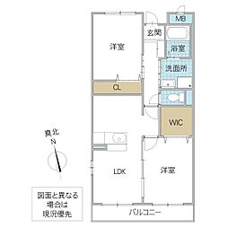 レジダンス・フルール 3階2LDKの間取り