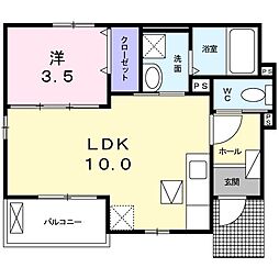 コンフォートヴィラ2 1LDKの間取図画像