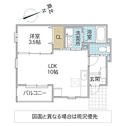 コンフォートヴィラ2 1LDKの間取図画像