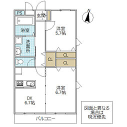 CASAWIN 2DKの間取図画像