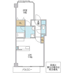 シルエットマンション・ミニ 502号室 2階1LDKの間取り
