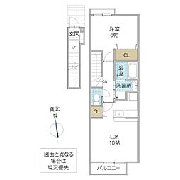 Defi1037 2階1LDKの間取り