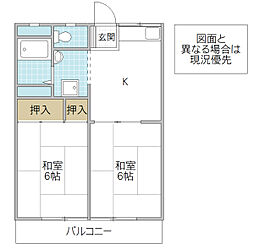 滝内ハイツ 1階2Kの間取り