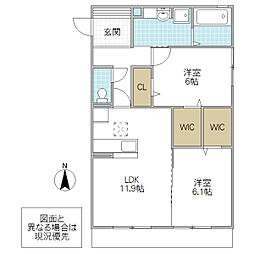 s.グランディール 2階2LDKの間取り