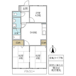 第二ロイヤルハイツ大久保 3DKの間取図画像