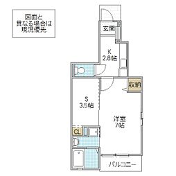 サン・セリージェ1 1SKの間取図画像
