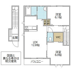 カサグランデB 2LDKの間取図画像