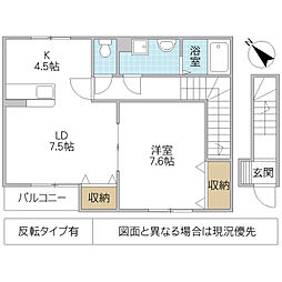 CLASSE表原 1LDKの間取図画像