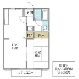 アコール・スワC 1LDKの間取図画像