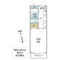 SAN-EIハイツB ワンルームの間取図画像