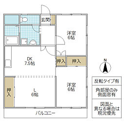 吉村マンション 2LDKの間取図画像