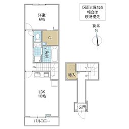 カメリア双葉 1LDKの間取図画像