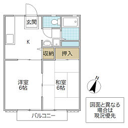 コーポせや 2Kの間取図画像