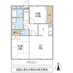グランシャトーS-2 2LDKの間取図画像