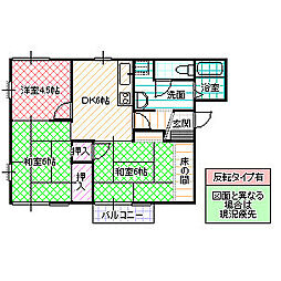 メイコウドミールB 3DKの間取図画像