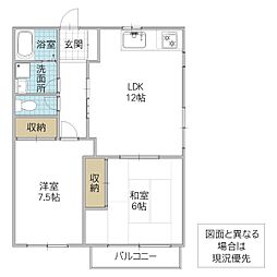 ハイタウン大沼B 2LDKの間取図画像