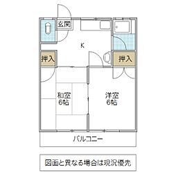 鈴木ハイツ 2Kの間取図画像