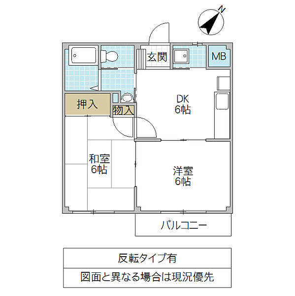 ロマニー平和坂ハイツ 205号室｜茨城県日立市諏訪町(賃貸アパート2DK・2階・40.04㎡)の写真 その2