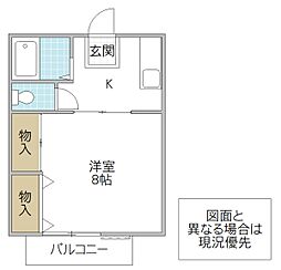 リベール・M 2階1Kの間取り