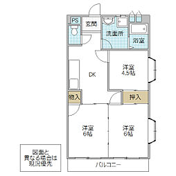 ハイツSTI B棟 2階3DKの間取り