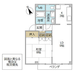 ビューハイツ後藤 A 1階1LDKの間取り
