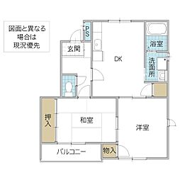 ビューパストラルA 2DKの間取図画像