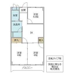 ハイツSTIC棟 3DKの間取図画像
