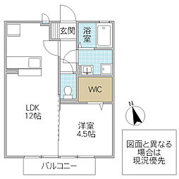 Mヒルズ I 1階1LDKの間取り