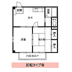 アクティブ高橋 B棟 1階2DKの間取り