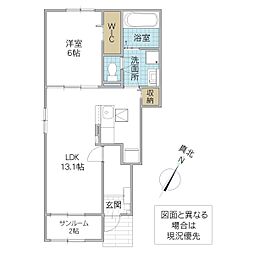 メゾン ドゥ ヴィクトワール I 1階1LDKの間取り