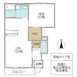 シンビー館 I棟 105号室 1階1LDKの間取り