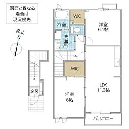グランツ 2階2LDKの間取り