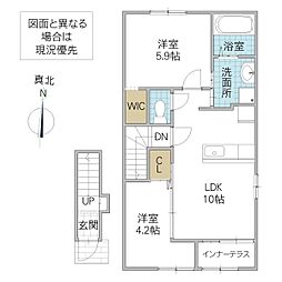 グレイシャス 206号室 2階2LDKの間取り