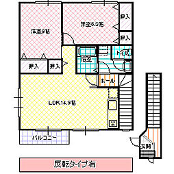 アビタシオンA棟 2階2LDKの間取り
