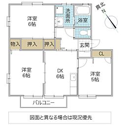 グレイスタウンコート A 202号室 2階3DKの間取り