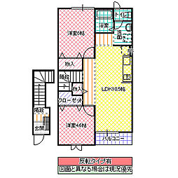 グランディール 2階2LDKの間取り